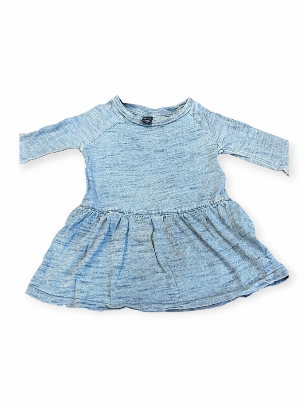 GAP Light Blue Girls' Long-Sleeve Knit Peplum Dress, Size 12-18 months